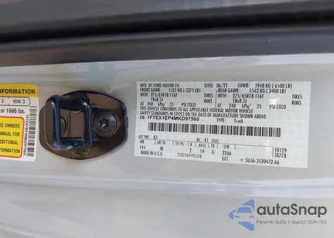 2021 Ford F-150 Xl z USA, uszkodzony, nr VIN 1FTEX1EP4MKD97560